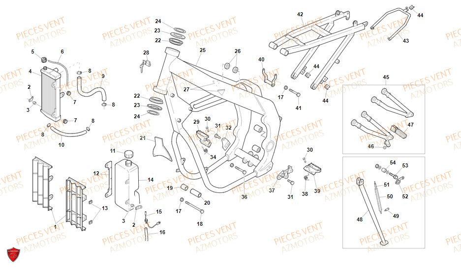 Chassis VENT Pièces Vent Motard DERAPAGE RR 50cc - 2019 (VERSION FOURCHE ALUMINIUM)