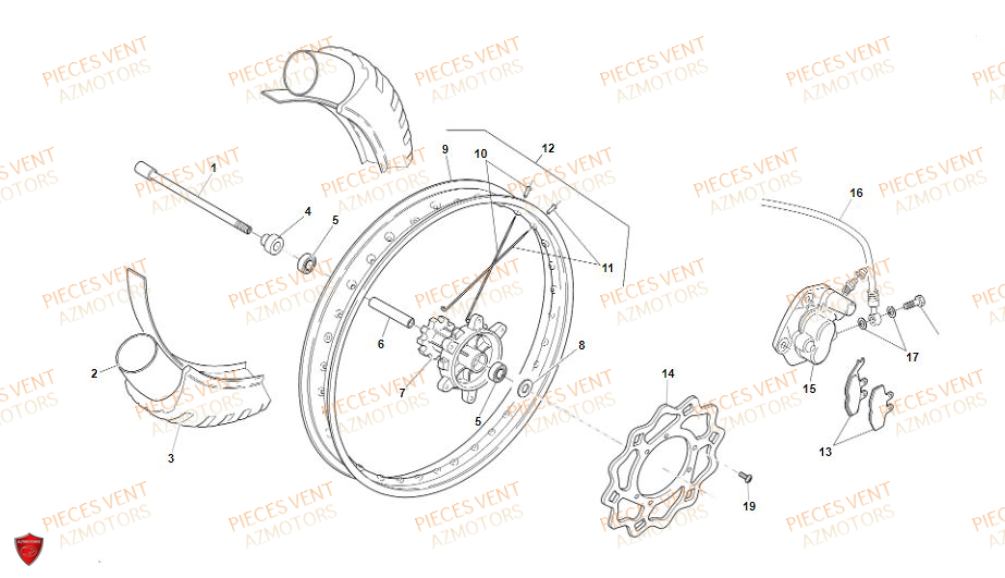 Roue Avant VENT Pièces Vent Motard DERAPAGE RR 50cc - 2019 (VERSION FOURCHE ALUMINIUM)