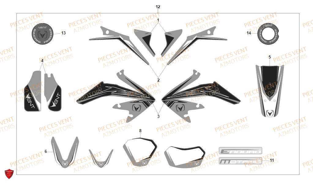 DECORS VENT Pièces Vent Motard DERAPAGE RR 50cc - 2020 (VERSION FOURCHE ALUMINIUM)