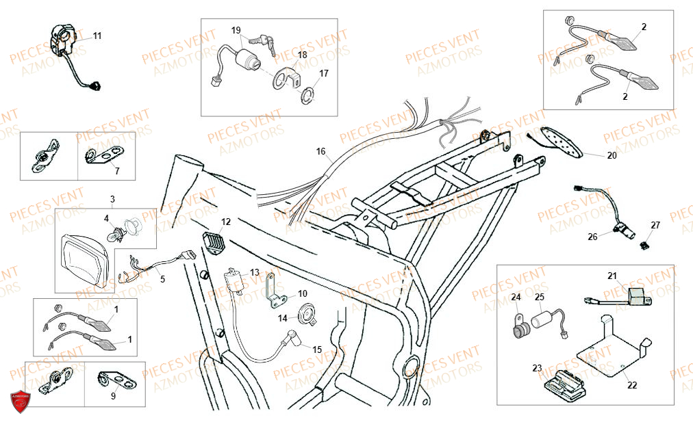 Equipement Electrique VENT Pièces Vent Motard DERAPAGE RR 50cc - 2020 (VERSION FOURCHE ALUMINIUM)