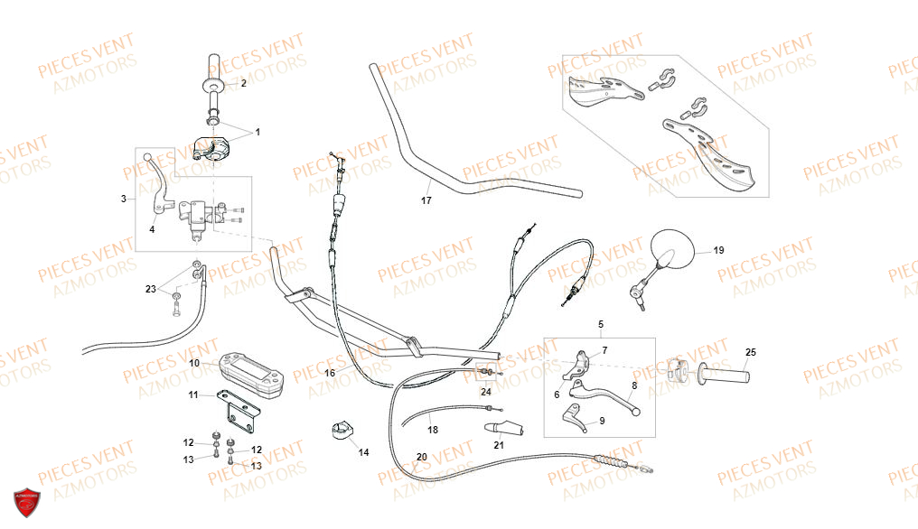 Guidon VENT Pièces Vent Motard DERAPAGE RR 50cc - 2020 (VERSION FOURCHE ALUMINIUM)