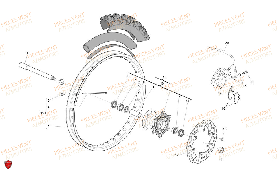 Roue Avant VENT Pièces Vent Motard DERAPAGE RR 50cc - 2020 (VERSION FOURCHE ALUMINIUM)