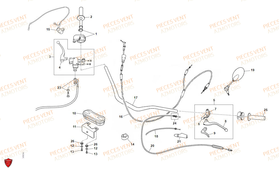 Guidon VENT Pièces Vent Motard DERAPAGE RR 50cc - 2021-2022-2023 (VERSION FOURCHE ALUMINIUM)