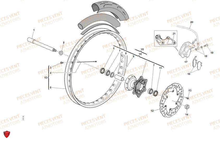 Roue Avant VENT Pièces Vent Motard DERAPAGE RR 50cc - 2021-2022-2023 (VERSION FOURCHE ALUMINIUM)