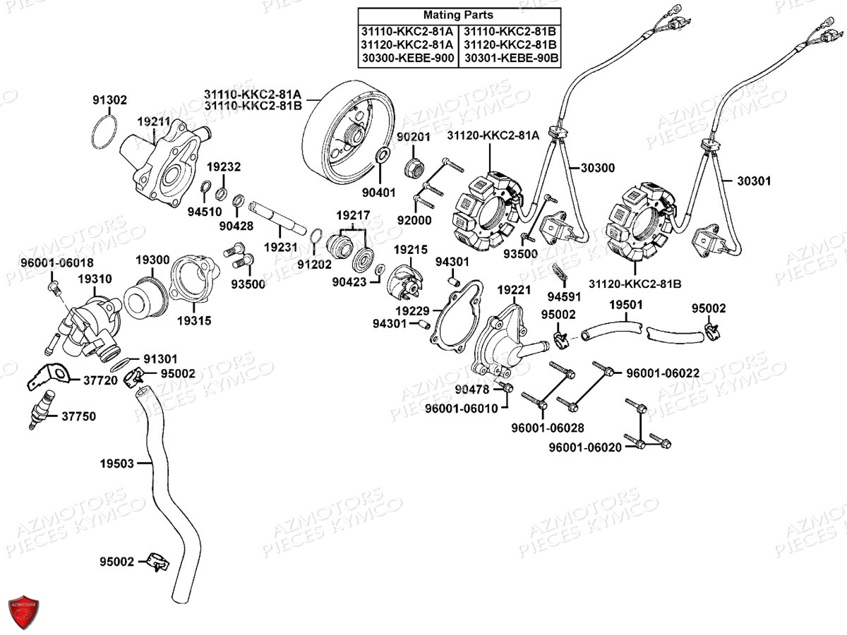 Allumage Pompe A Eau KYMCO Pièces DINK 125 4T EURO3 (SH25EA)