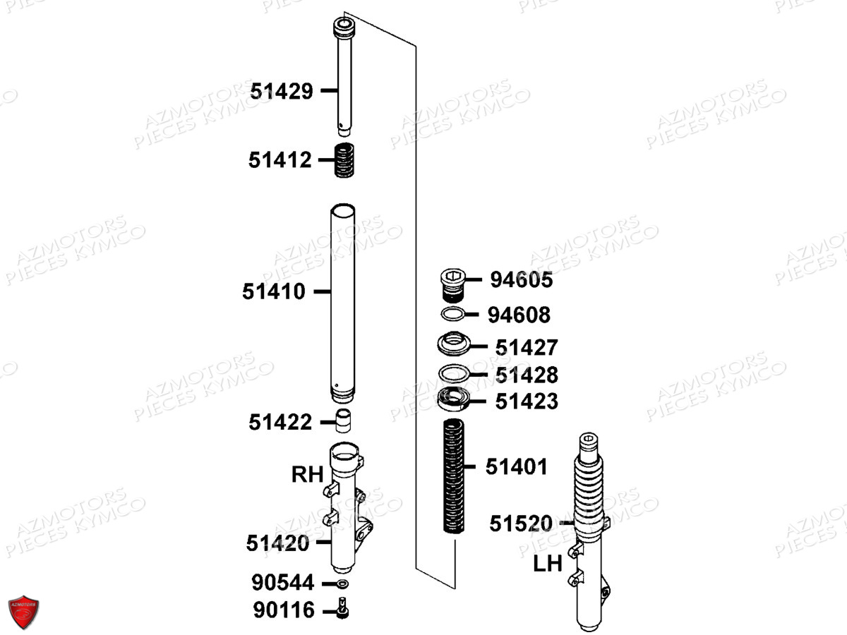 Baton De Fourche Detail KYMCO Pièces DINK 125 4T EURO3 (SH25EA)