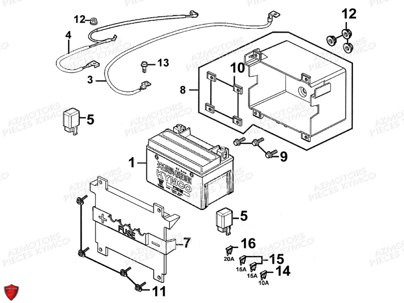 BATTERIE YTX9-BS YUASA (ORIGINE) KYMCO pour BATTERIE de DINK-125