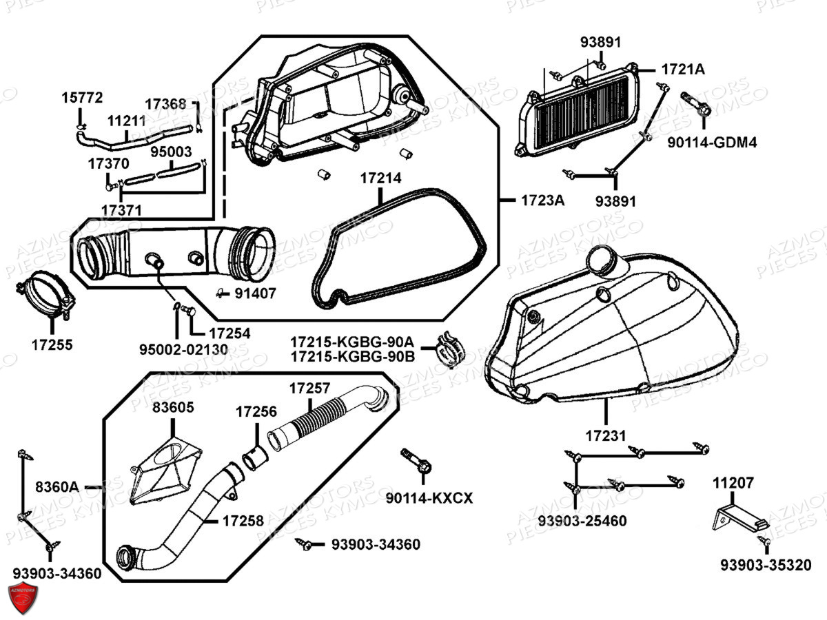 Boite A Air KYMCO Pièces DINK 125 4T EURO3 (SH25EA)