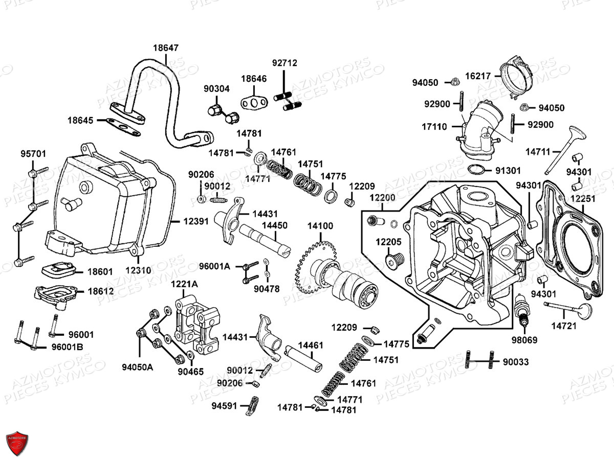 Culasse KYMCO Pièces DINK 125 4T EURO3 (SH25EA)