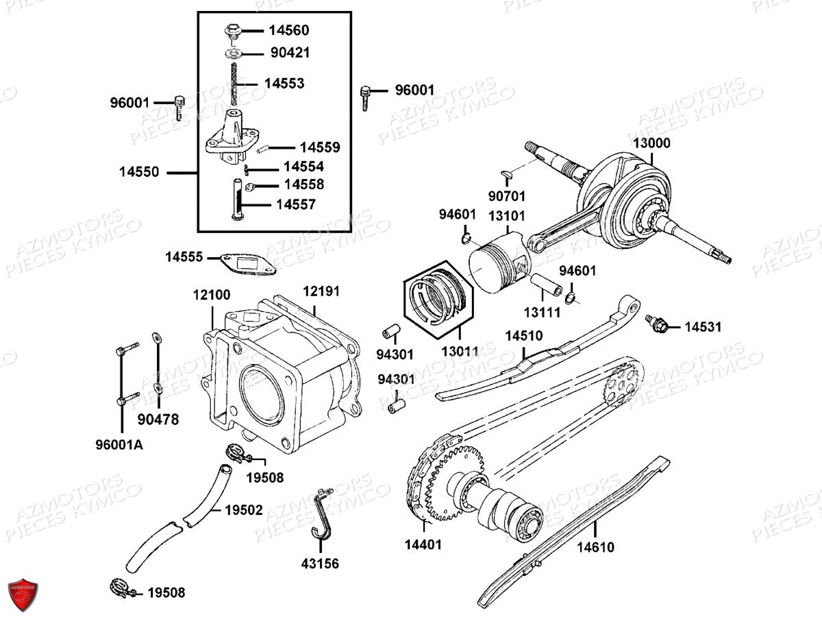 CYLINDRE PISTON pour DINK-125