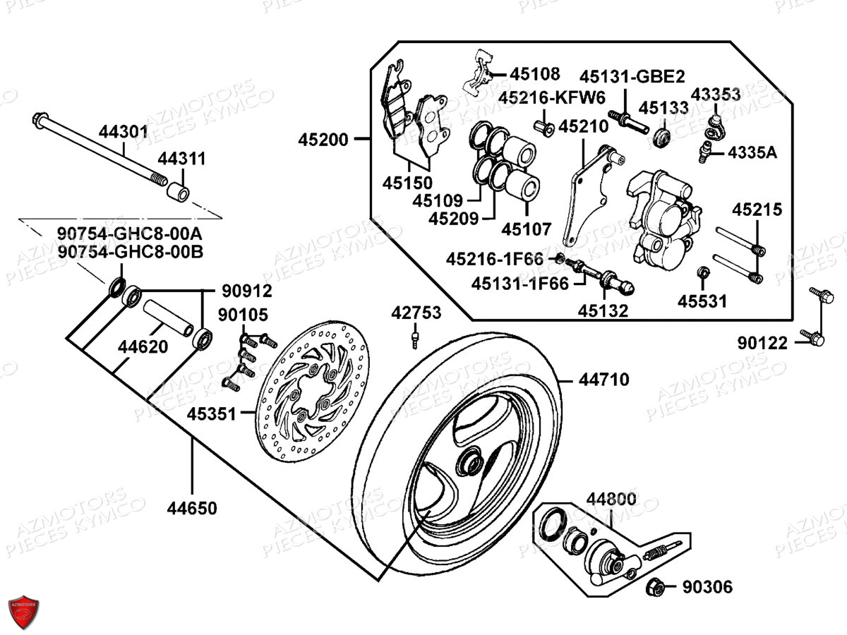 Roue Avant KYMCO Pièces DINK 125 4T EURO3 (SH25EA)