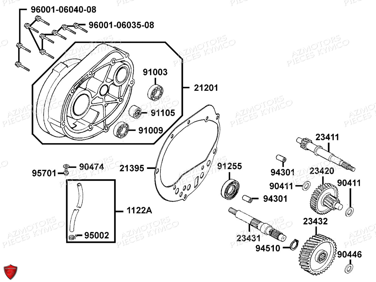 Transmission KYMCO Pièces DINK 125 4T EURO3 (SH25EA)