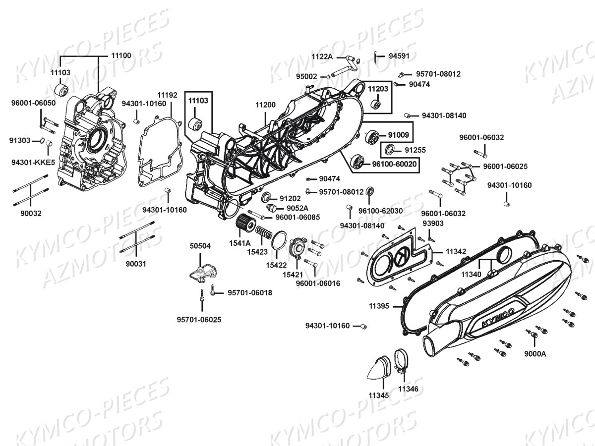 Carters Moteur KYMCO Pièces DINKSTREET 125I EURO3 (SK25AA/SK25AC)