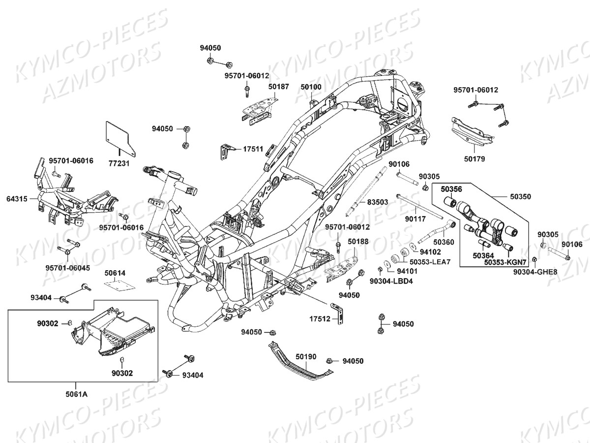 Chassis KYMCO Pièces DINKSTREET 125I EURO3 (SK25AA/SK25AC)