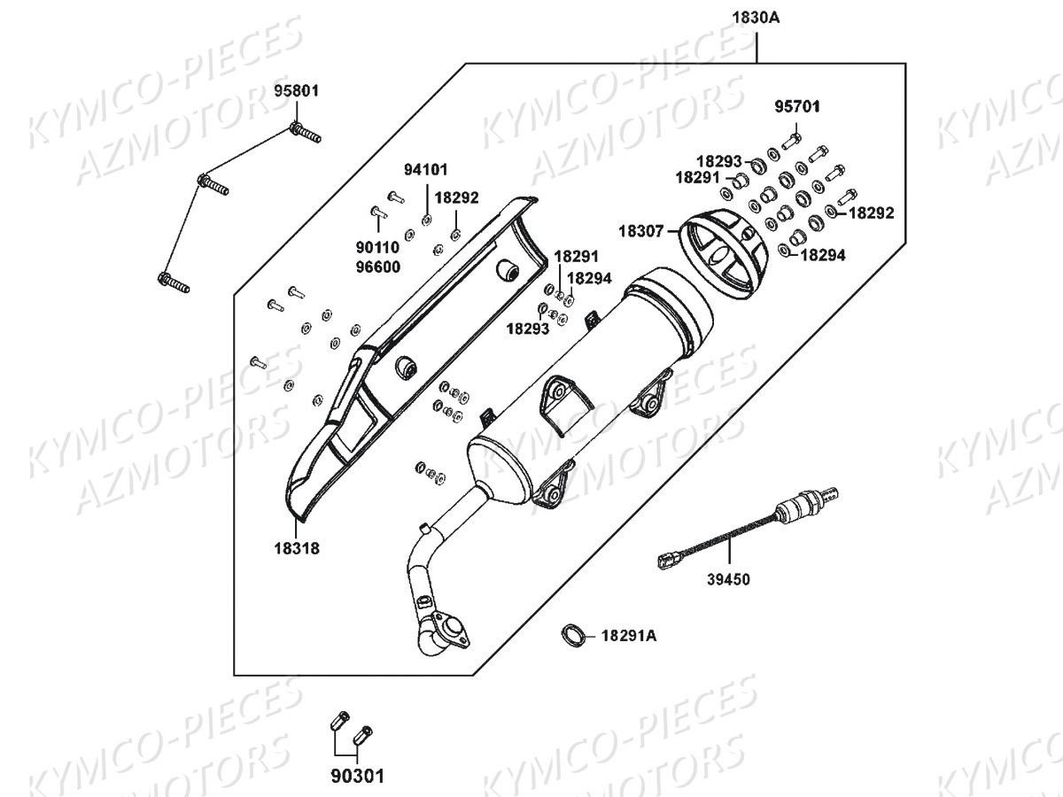 Echappement Dinkstreet 125 KYMCO Pièces DINKSTREET 125I EURO3 (SK25AA/SK25AC)