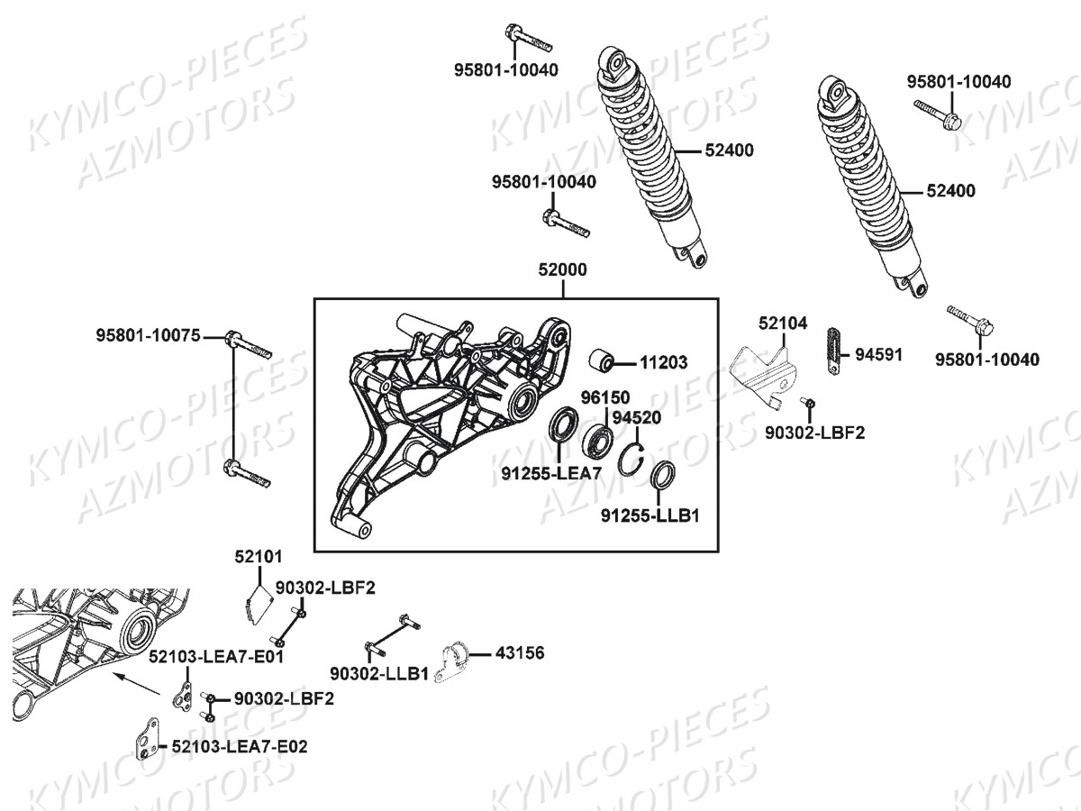 Amortisseurs KYMCO Pièces DINKSTREET 125I ABS EURO3 (SK25AC/SK25AE)