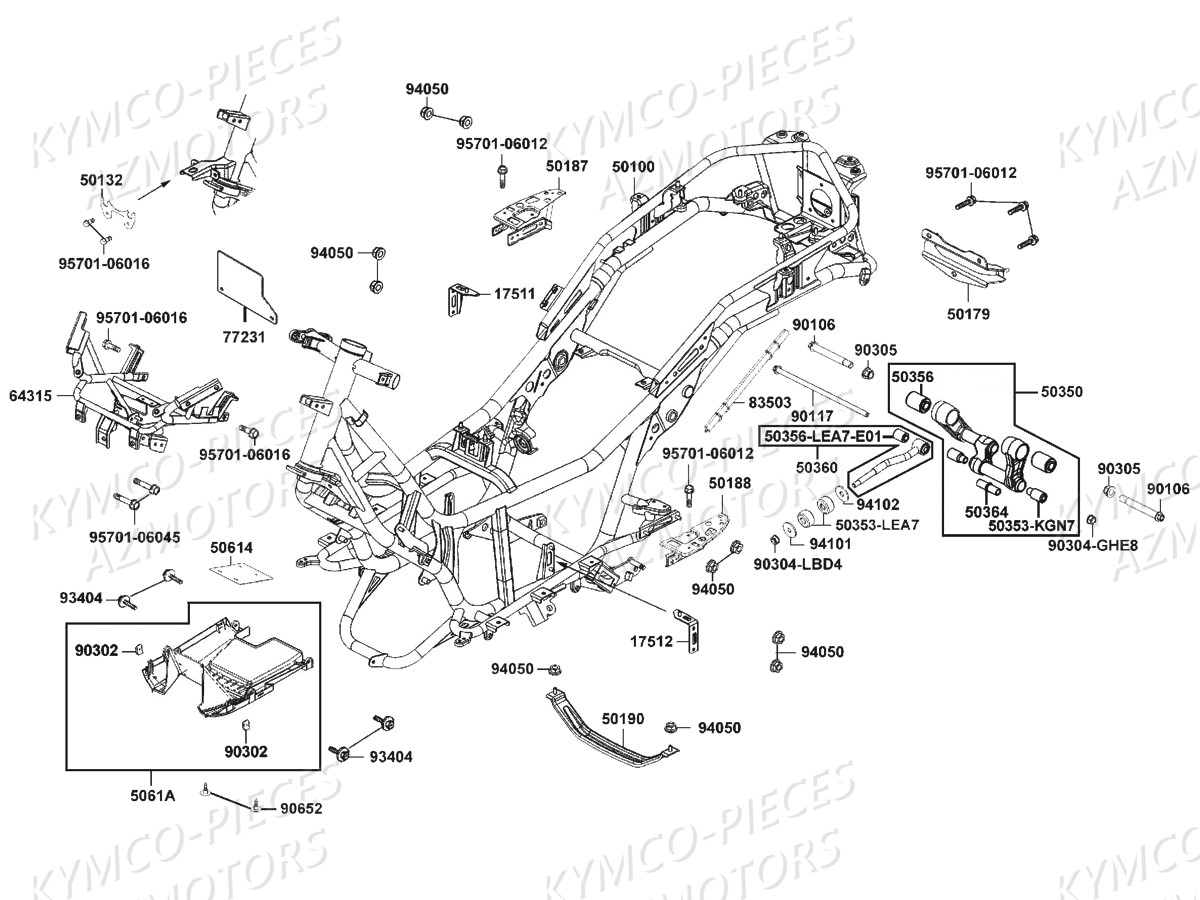 Chassis KYMCO Pièces DINKSTREET 125I ABS EURO3 (SK25AC/SK25AE)