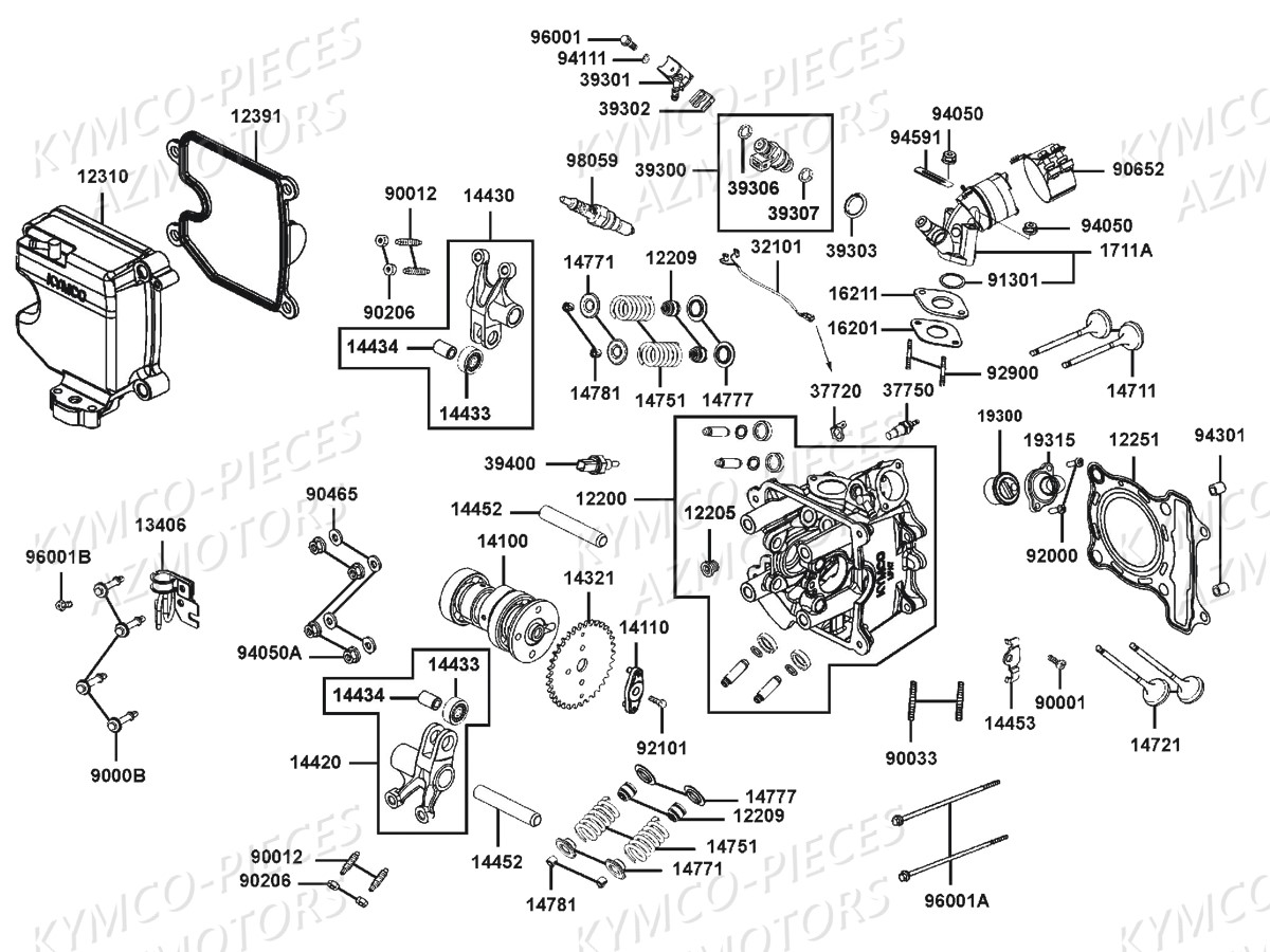 Culasse KYMCO Pièces DINKSTREET 125I ABS EURO3 (SK25AC/SK25AE)
