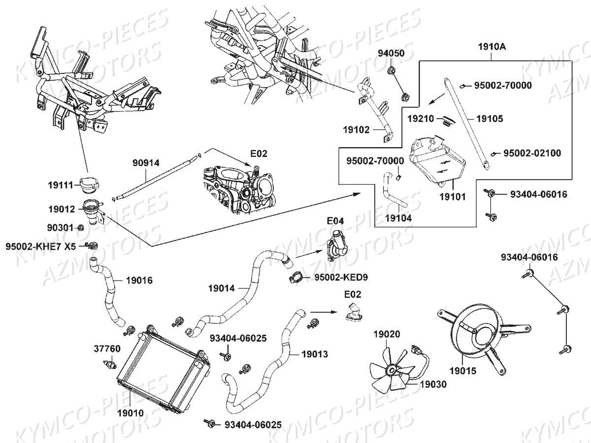 Refroidissement KYMCO Pièces DINKSTREET 125I ABS EURO3 (SK25AC/SK25AE)