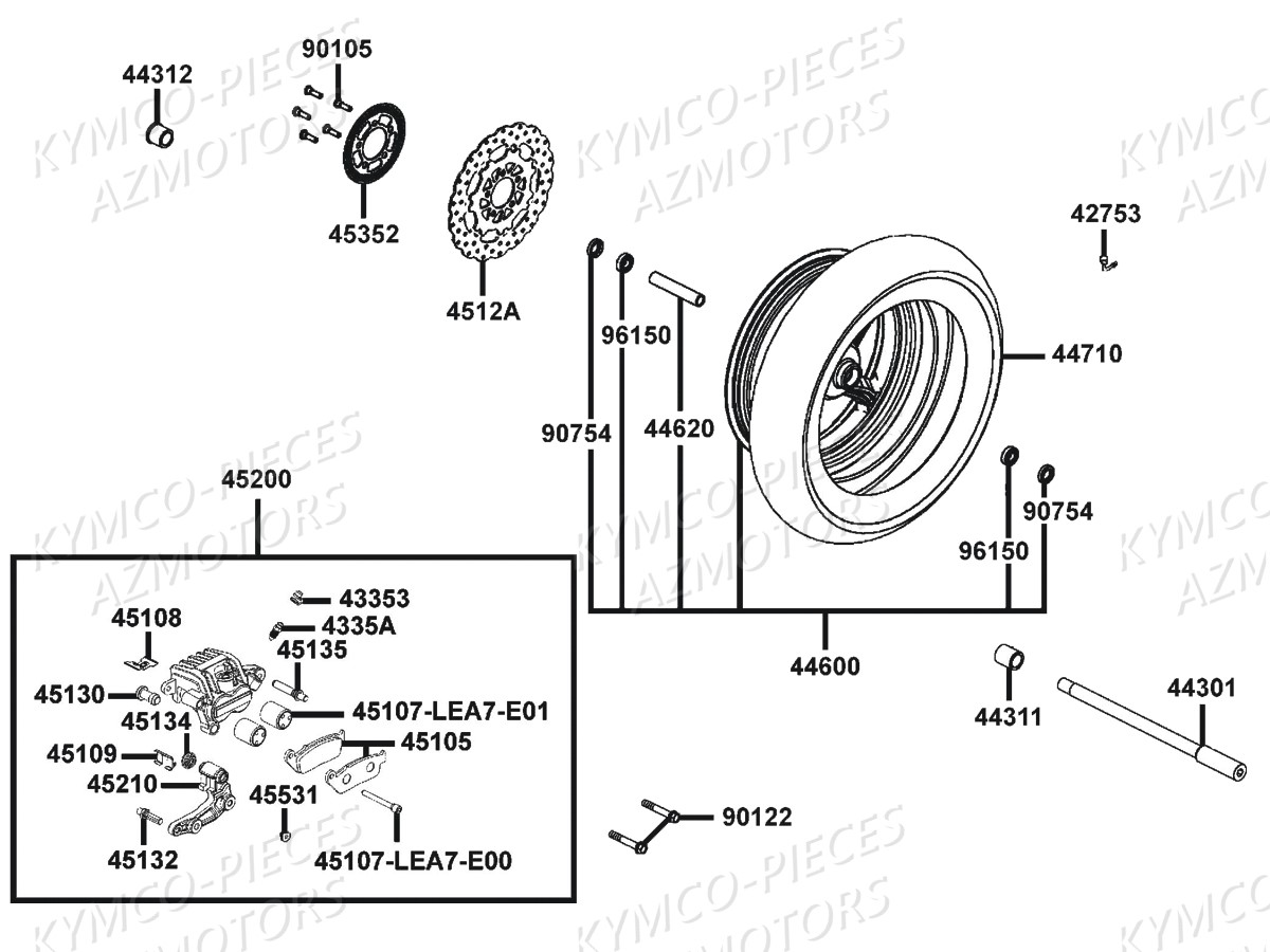 Roue Avant KYMCO Pièces DINKSTREET 125I ABS EURO3 (SK25AC/SK25AE)