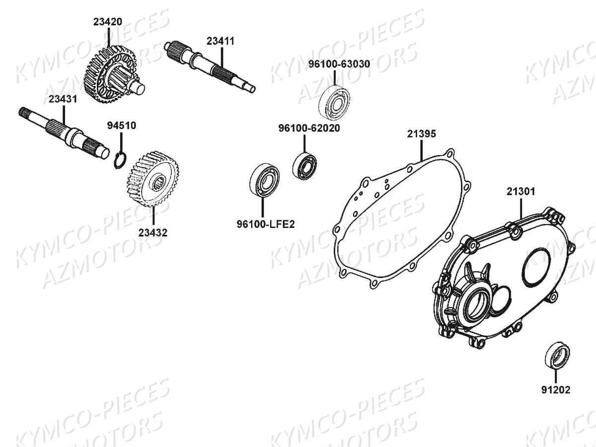 Transmission KYMCO Pièces DINKSTREET 125I ABS EURO3 (SK25AC/SK25AE)