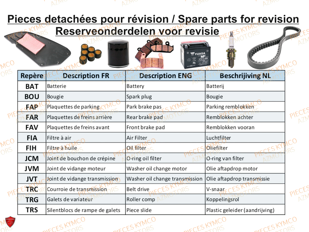 BATTERIE YTX5L-BS YUASA (ORIGINE) KYMCO pour 1.REVISION de DINK 50 4T E2