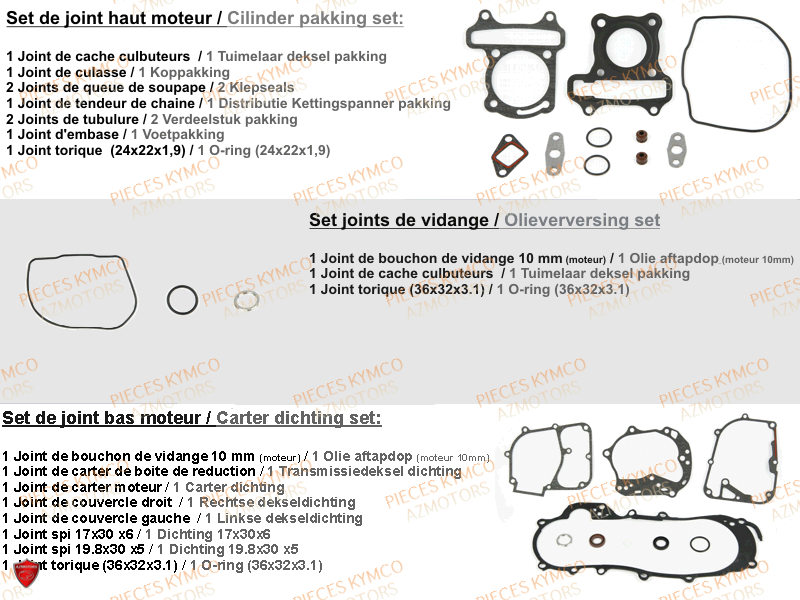 Set Moteur KYMCO Pièces DINK 50 4T EURO 2 (SM10AA)