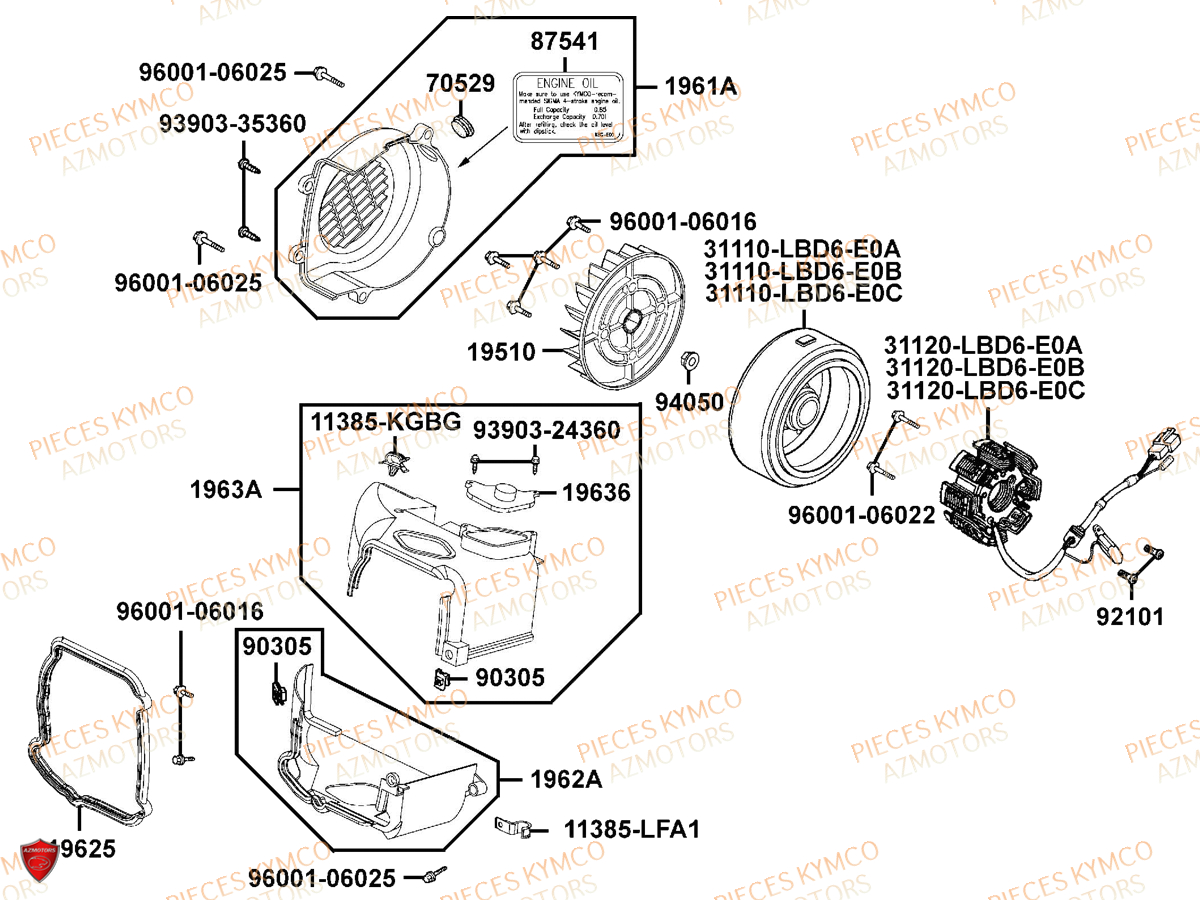 Allumage AZMOTORS Pièces DINK 50 4T EURO 2 (SM10AA)