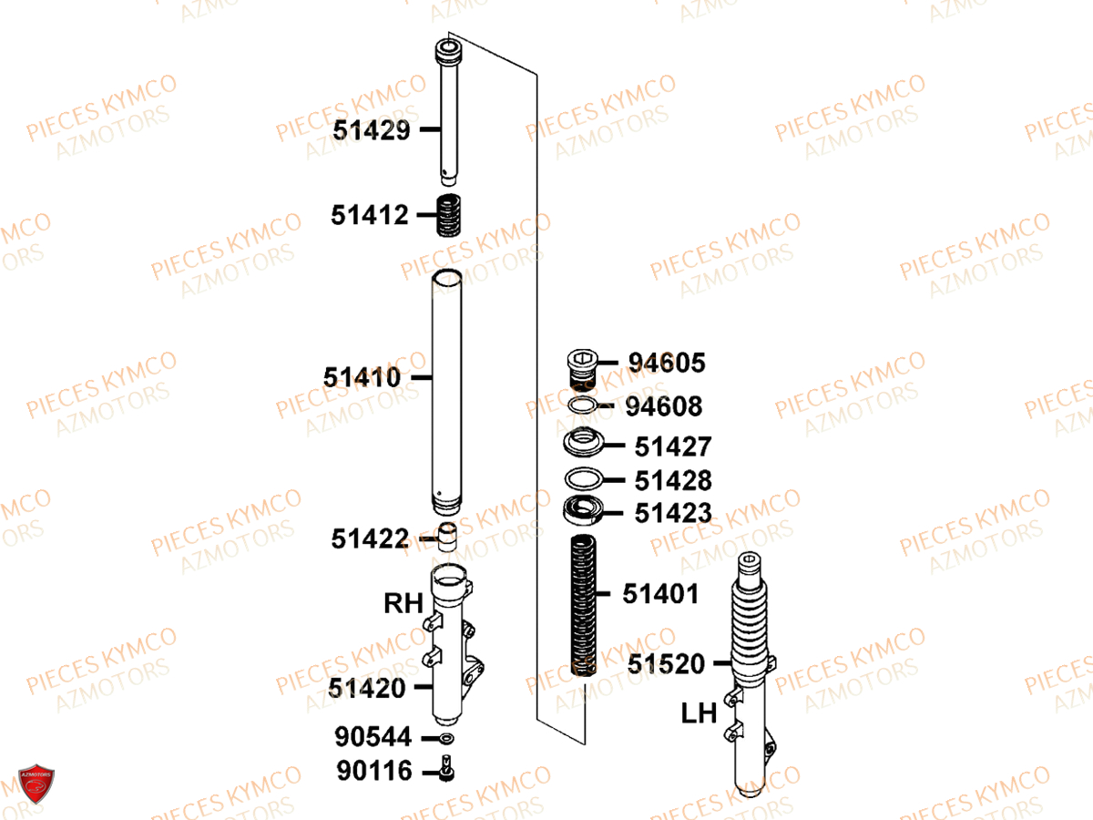 Baton De Fourche AZMOTORS Pièces DINK 50 4T EURO 2 (SM10AA)