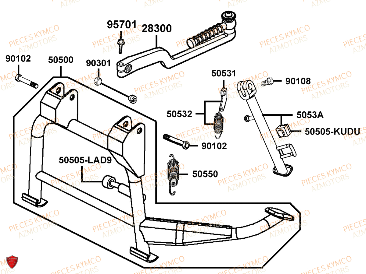 Bequille AZMOTORS Pièces DINK 50 4T EURO 2 (SM10AA)