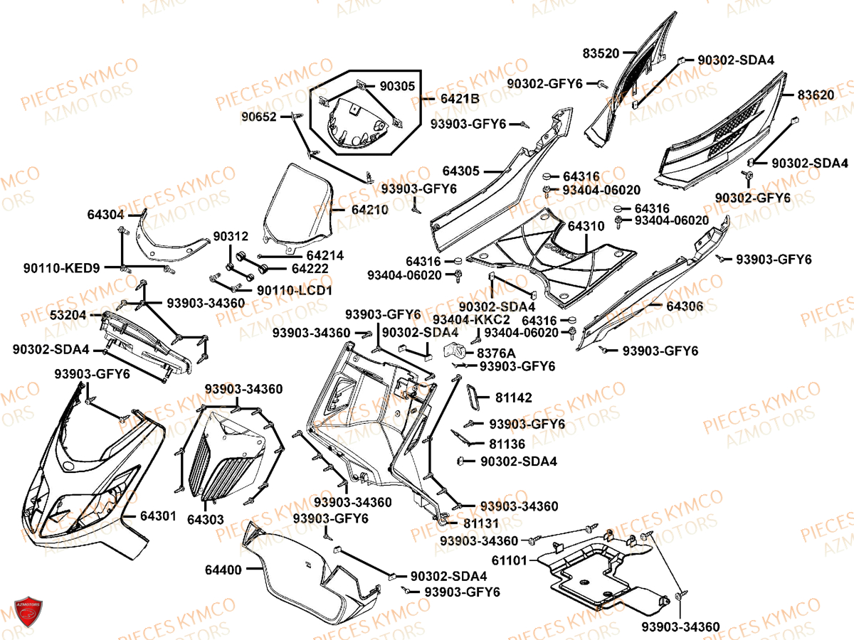 CARENAGE_AVANT KYMCO DINK 50 4T EURO 2 (SM10AA)