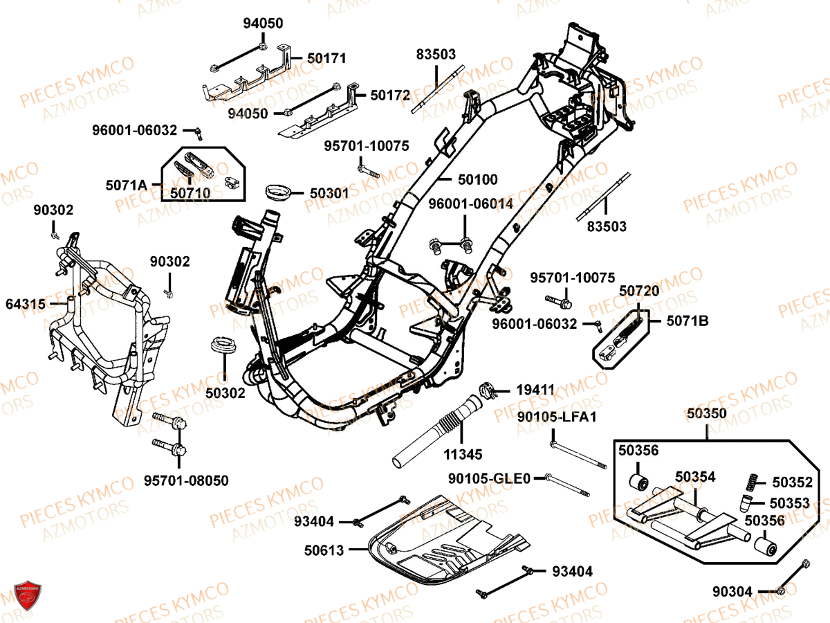 Chassis KYMCO Pièces DINK 50 4T EURO 2 (SM10AA)