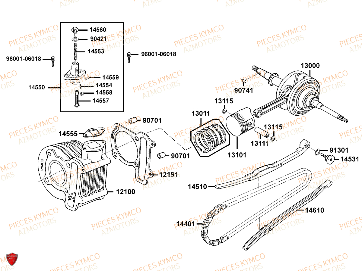 Cylindre AZMOTORS Pièces DINK 50 4T EURO 2 (SM10AA)