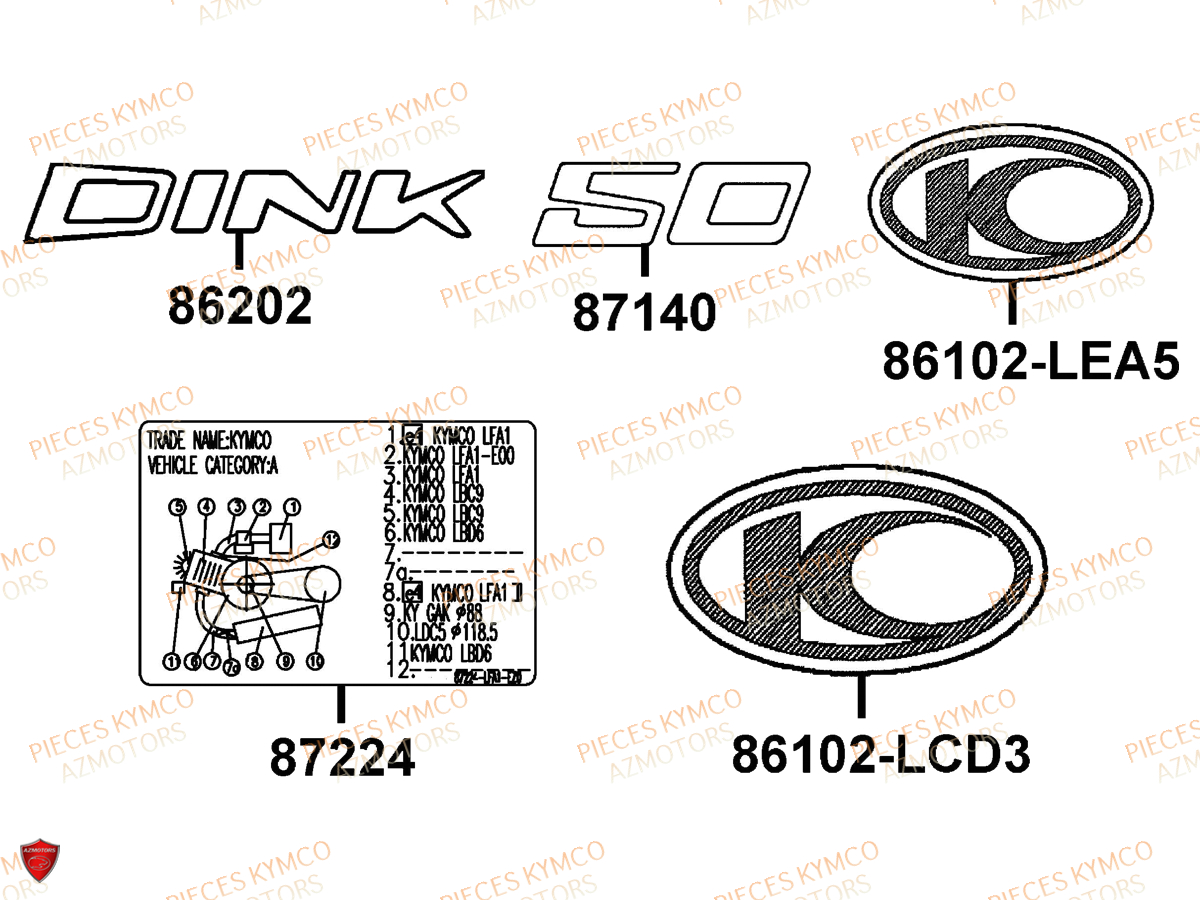 Decors AZMOTORS Pièces DINK 50 4T EURO 2 (SM10AA)