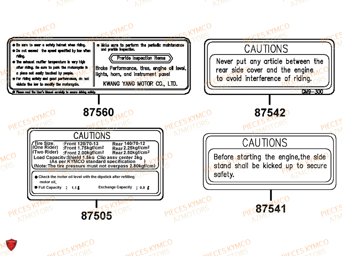 LABEL DE SECURITE KYMCO DINK 50 4T E2