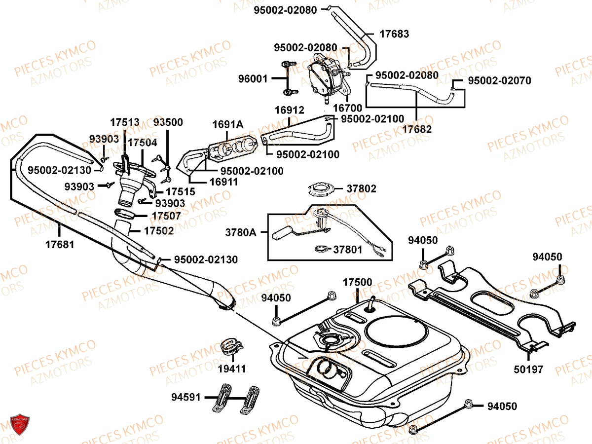 Reservoir AZMOTORS Pièces DINK 50 4T EURO 2 (SM10AA)