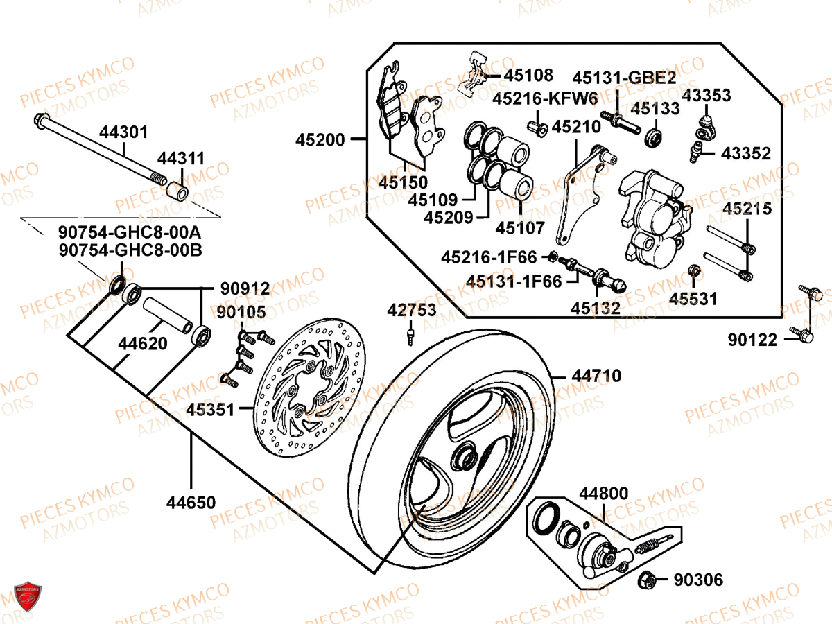 Roue Avant AZMOTORS Pièces DINK 50 4T EURO 2 (SM10AA)