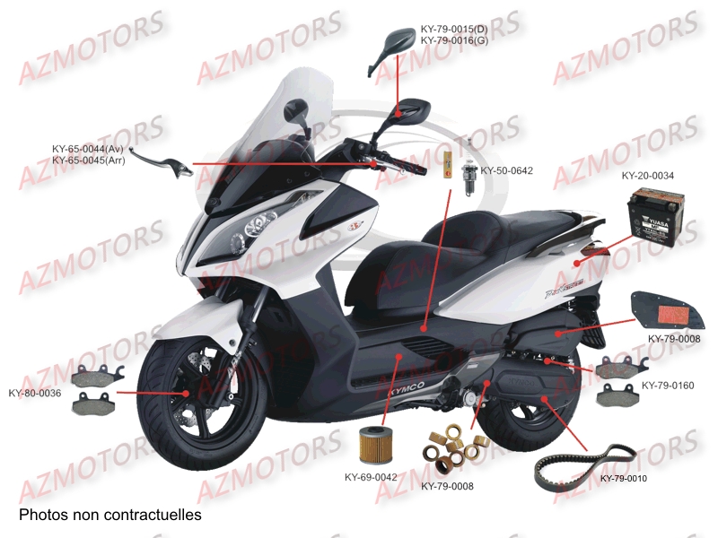 1.CONSOMMABLES KYMCO Pièces Scooter Kymco DINK STREET 300 I ABS EURO III 