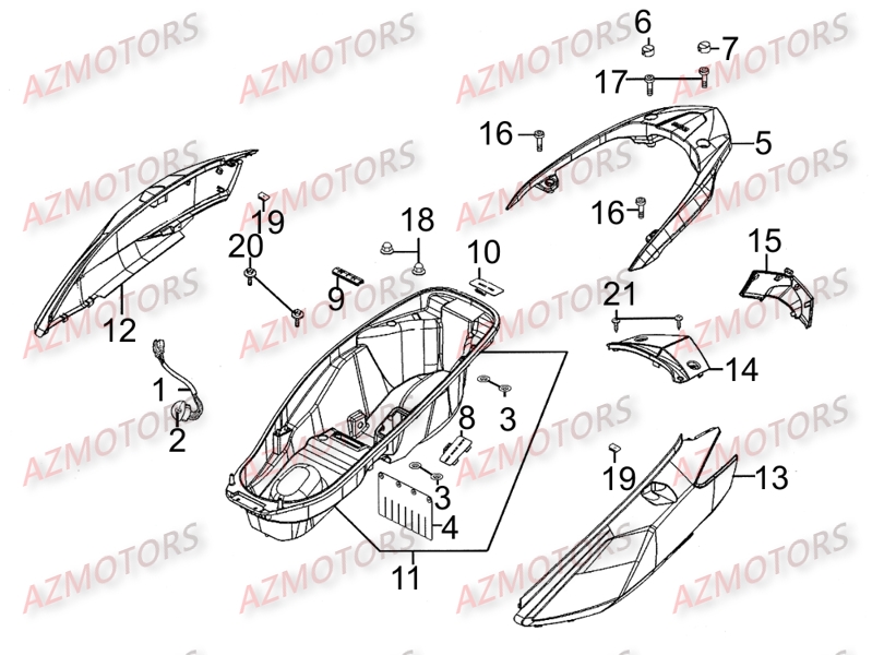 Carenages Arrieres KYMCO Pièces Scooter Kymco DINK STREET 300 I ABS EURO III