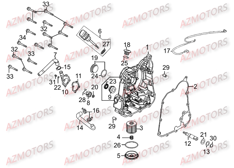 Carter Droit Pompe A Eau KYMCO Pièces Scooter Kymco DINK STREET 300 I ABS EURO III
