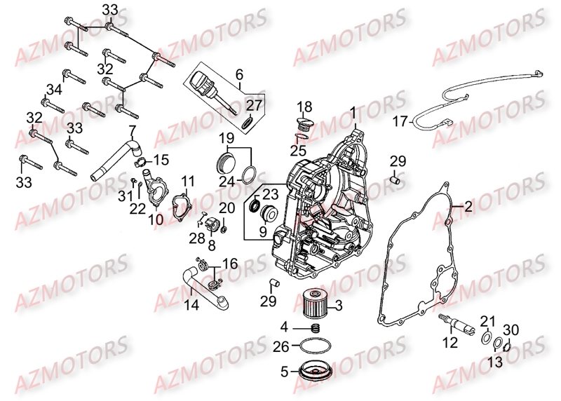 CARTER DROIT POMPE A EAU KYMCO DINK STREET 300 ABS