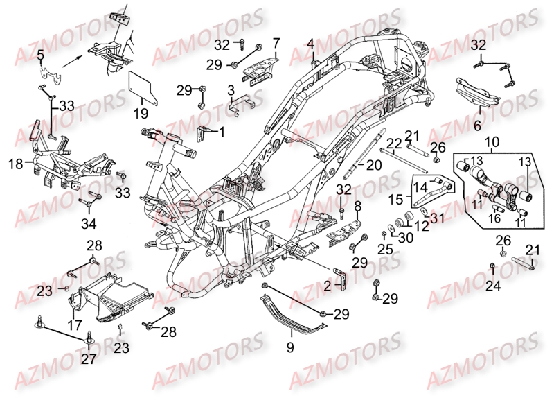 Chassis KYMCO Pièces Scooter Kymco DINK STREET 300 I ABS EURO III