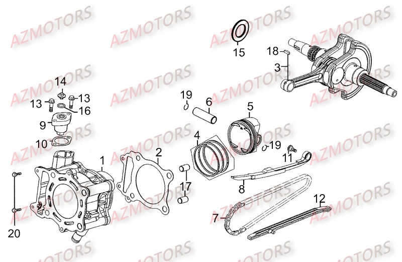 CYLINDRE PISTON KYMCO DINK STREET 300 ABS