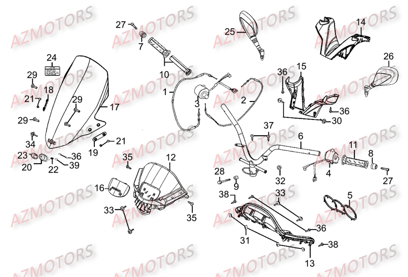 Guidon KYMCO Pièces Scooter Kymco DINK STREET 300 I ABS EURO III