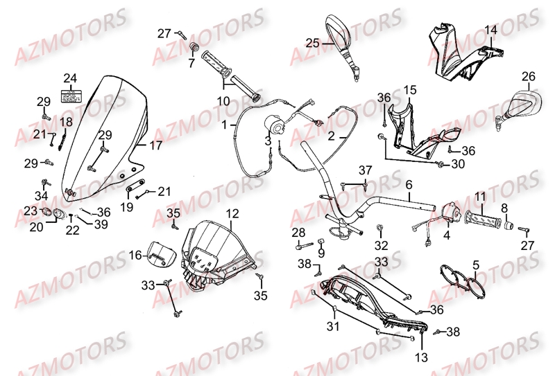 GUIDON KYMCO Pièces Scooter Kymco DINK STREET 300 I ABS EURO III 