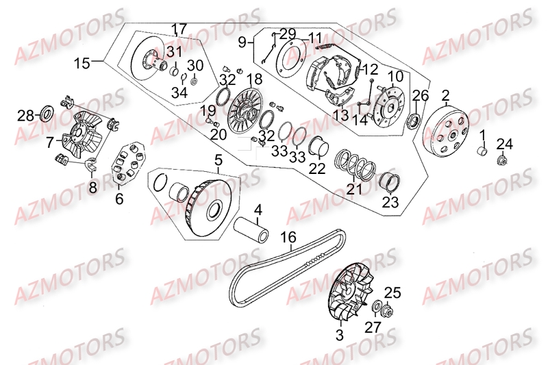 VARIATEUR EMBRAYAGE KYMCO DINK STREET 300 ABS