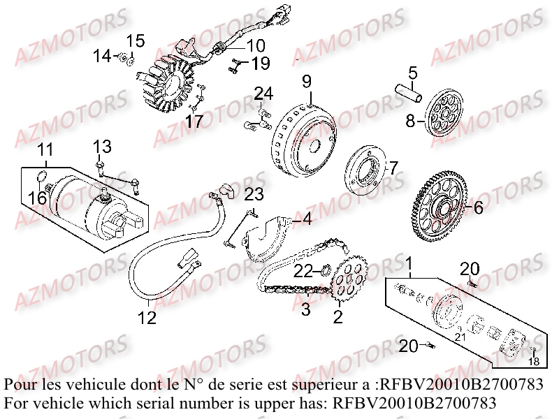 ALLUMAGE SERIE SUPERIEUR A xxB2700783 KYMCO DINK STREET 300 WARN