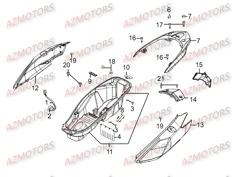 Carenages Arrieres KYMCO Pièces Scooter Kymco DINK STREET 300 I ABS EURO III[AVEC WARNING]

