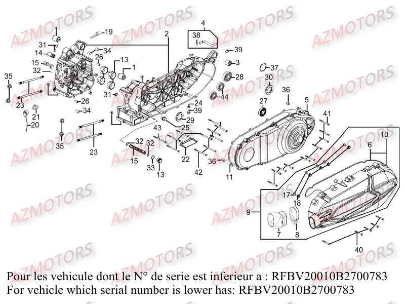 Carter Moteur Serie Inf A Xxb2700783 KYMCO Pièces Scooter Kymco DINK STREET 300 I ABS EURO III[AVEC WARNING]

