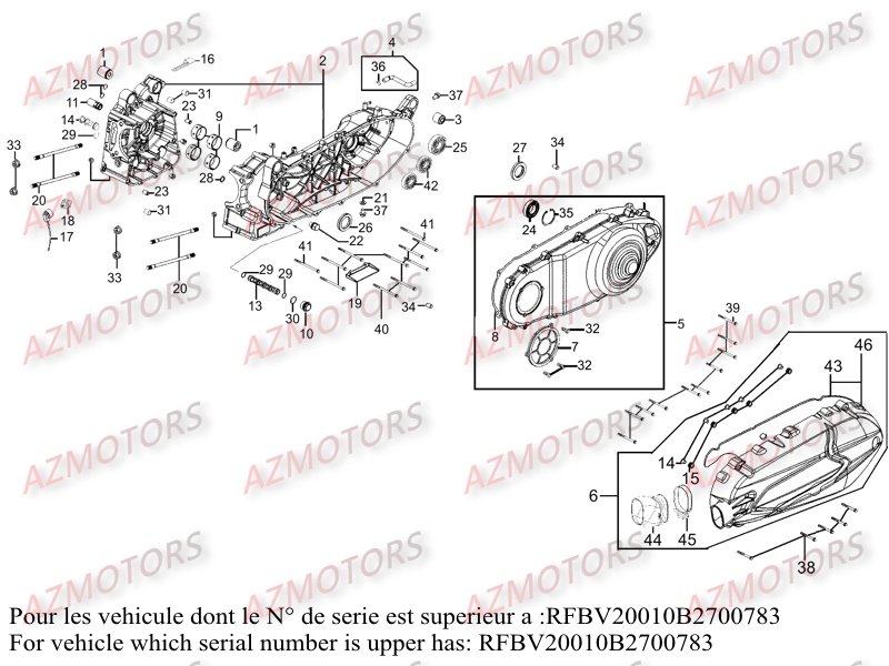 CARTER MOTEUR SERIE SUP A xxB2700783 KYMCO DINK STREET 300 WARN